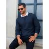 imageRuncati Mens Crewneck Sweaters Casual Knit Lightweight Dress Sweater Long Sleeve Slim Fit Fall Winter PulloverNavy