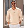 imageRuncati Mens Polo Sweater V Neck Long Sleeve Knit Polos Ribbed Casual Dress Pullover SweatersBeige