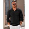 imageRuncati Mens Polo Sweater V Neck Long Sleeve Knit Polos Ribbed Casual Dress Pullover SweatersBlack