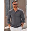 imageRuncati Mens Polo Sweater V Neck Long Sleeve Knit Polos Ribbed Casual Dress Pullover SweatersDark Grey