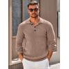 imageRuncati Mens Polo Sweater V Neck Long Sleeve Knit Polos Ribbed Casual Dress Pullover SweatersKhaki