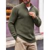 imageRuncati Mens QuarterZip Pullover Sweater Casual Mock Neck Winter Warm Ribbed Polo SweatersArmy Green