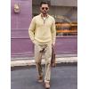 imageRuncati Mens QuarterZip Pullover Sweater Casual Mock Neck Winter Warm Ribbed Polo SweatersBeige