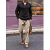 imageRuncati Mens QuarterZip Pullover Sweater Casual Mock Neck Winter Warm Ribbed Polo SweatersBlack