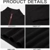 imageRuncati Mens QuarterZip Pullover Sweater Casual Mock Neck Winter Warm Ribbed Polo SweatersBlack