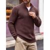 imageRuncati Mens QuarterZip Pullover Sweater Casual Mock Neck Winter Warm Ribbed Polo SweatersCoffee