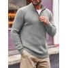 imageRuncati Mens QuarterZip Pullover Sweater Casual Mock Neck Winter Warm Ribbed Polo SweatersGray