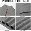 imageRuncati Mens QuarterZip Pullover Sweater Casual Mock Neck Winter Warm Ribbed Polo SweatersGray