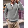 imageRuncati Mens QuarterZip Pullover Sweater Casual Mock Neck Winter Warm Ribbed Polo SweatersGray