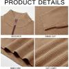 imageRuncati Mens QuarterZip Pullover Sweater Casual Mock Neck Winter Warm Ribbed Polo SweatersKhaki