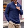 imageRuncati Mens QuarterZip Pullover Sweater Casual Mock Neck Winter Warm Ribbed Polo SweatersNavy