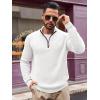 imageRuncati Mens QuarterZip Pullover Sweater Casual Mock Neck Winter Warm Ribbed Polo SweatersWhite