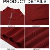 imageRuncati Mens QuarterZip Pullover Sweater Casual Mock Neck Winter Warm Ribbed Polo SweatersWine Red