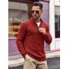 imageRuncati Mens QuarterZip Pullover Sweater Casual Mock Neck Winter Warm Ribbed Polo SweatersWine Red