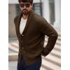 imageRuncati Mens Shawl Collar Cardigan Sweater Button Down Ribbed Knit Sweaters Chunky Casual Cardigan with PocketsBrown