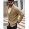 imageRuncati Mens Shawl Collar Cardigan Sweater Button Down Ribbed Knit Sweaters Chunky Casual Cardigan with PocketsKhaki