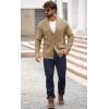 imageRuncati Mens Shawl Collar Cardigan Sweater Button Down Ribbed Knit Sweaters Chunky Casual Cardigan with PocketsKhaki