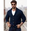 imageRuncati Mens Shawl Collar Cardigan Sweater Button Down Ribbed Knit Sweaters Chunky Casual Cardigan with PocketsNavy