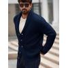 imageRuncati Mens Shawl Collar Cardigan Sweater Button Down Ribbed Knit Sweaters Chunky Casual Cardigan with PocketsNavy