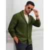 imageRuncati Mens Shawl Collar Cardigan Sweater Button Down Textured Knit Sweaters Casual Chunky Cardigan with PocketsArmy Green