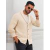 imageRuncati Mens Shawl Collar Cardigan Sweater Button Down Textured Knit Sweaters Casual Chunky Cardigan with PocketsBeige