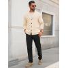 imageRuncati Mens Shawl Collar Cardigan Sweater Button Down Textured Knit Sweaters Casual Chunky Cardigan with PocketsBeige