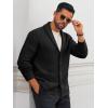 imageRuncati Mens Shawl Collar Cardigan Sweater Button Down Textured Knit Sweaters Casual Chunky Cardigan with PocketsBlack