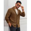 imageRuncati Mens Shawl Collar Cardigan Sweater Button Down Textured Knit Sweaters Casual Chunky Cardigan with PocketsBrown
