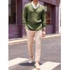 imageRuncati Mens V Neck Sweater Cable Knit Long Sleeve Casual Ribbed Twisted Pullover SweatersArmy Green