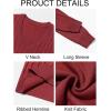 imageRuncati Mens V Neck Sweater Cable Knit Long Sleeve Casual Ribbed Twisted Pullover SweatersBurgundy
