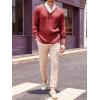 imageRuncati Mens V Neck Sweater Cable Knit Long Sleeve Casual Ribbed Twisted Pullover SweatersBurgundy