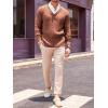 imageRuncati Mens V Neck Sweater Cable Knit Long Sleeve Casual Ribbed Twisted Pullover SweatersCoffee