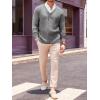 imageRuncati Mens V Neck Sweater Cable Knit Long Sleeve Casual Ribbed Twisted Pullover SweatersGrey
