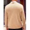 imageRuncati Mens V Neck Sweater Cable Knit Long Sleeve Casual Ribbed Twisted Pullover SweatersKhaki