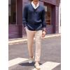 imageRuncati Mens V Neck Sweater Cable Knit Long Sleeve Casual Ribbed Twisted Pullover SweatersNavy Blue