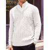 imageRuncati Mens V Neck Sweater Cable Knit Long Sleeve Casual Ribbed Twisted Pullover SweatersWhite