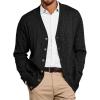 imageRuncati Mens Cable Knit Cardigan Sweater V Neck Casual Button Down Sweaters Long Sleeve Fall Outwear with PocketsBlack