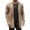 imageRuncati Mens Cardigan Sweater Shawl Collar Cable Knit Cardiagn Long Winter Open Front Sweaters with PocketsKhaki