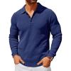 imageRuncati Mens Polo Sweater V Neck Long Sleeve Knit Polos Ribbed Casual Dress Pullover SweatersNavy