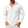 imageRuncati Mens Polo Sweater V Neck Long Sleeve Knit Polos Ribbed Casual Dress Pullover SweatersWhite