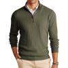 imageRuncati Mens QuarterZip Pullover Sweater Casual Mock Neck Winter Warm Ribbed Polo SweatersArmy Green