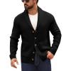 imageRuncati Mens Shawl Collar Cardigan Sweater Button Down Ribbed Knit Sweaters Chunky Casual Cardigan with PocketsBlack