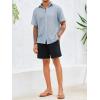 imageRuncati Mens Button Down Shirt Knit Crochet Hollow Out Short Sleeve Sweater Casual Summer TopsLight Blue