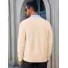 imageRuncati Mens Cardigan Sweaters V Neck Button Down Long Sleeve Casual Cardigan Slim Fit Knit Sweater with PocketsBeige