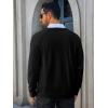imageRuncati Mens Cardigan Sweaters V Neck Button Down Long Sleeve Casual Cardigan Slim Fit Knit Sweater with PocketsBlack