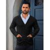 imageRuncati Mens Cardigan Sweaters V Neck Button Down Long Sleeve Casual Cardigan Slim Fit Knit Sweater with PocketsBlack