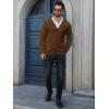 imageRuncati Mens Cardigan Sweaters V Neck Button Down Long Sleeve Casual Cardigan Slim Fit Knit Sweater with PocketsBrown