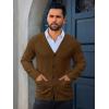 imageRuncati Mens Cardigan Sweaters V Neck Button Down Long Sleeve Casual Cardigan Slim Fit Knit Sweater with PocketsBrown