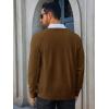 imageRuncati Mens Cardigan Sweaters V Neck Button Down Long Sleeve Casual Cardigan Slim Fit Knit Sweater with PocketsBrown