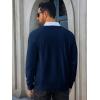 imageRuncati Mens Cardigan Sweaters V Neck Button Down Long Sleeve Casual Cardigan Slim Fit Knit Sweater with PocketsNavy